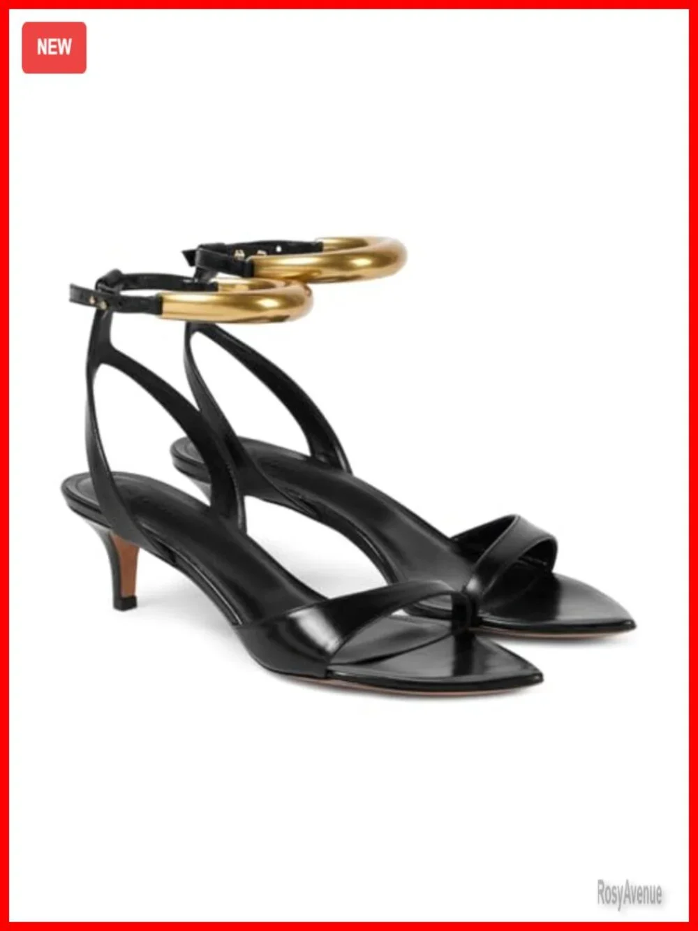 Strappy Pointed Toe Open Kitten Heel Sandals With Ankle Buckle